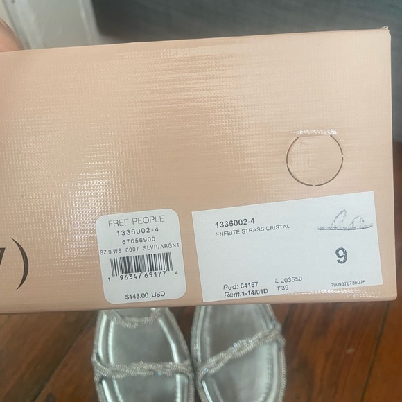 Free People Vicenza After Party Silver Crystal Sandals slides size 9 - Picture 4 of 7